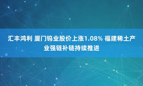 汇丰鸿利 厦门钨业股价上涨1.08% 福建稀土产业强链补链持续推进